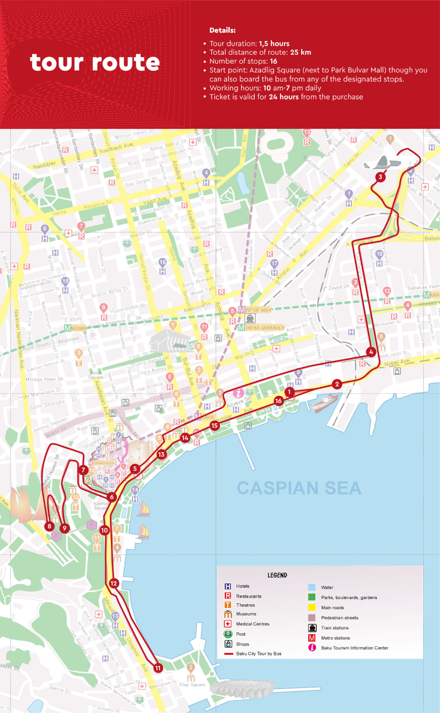Baku City Tours Route