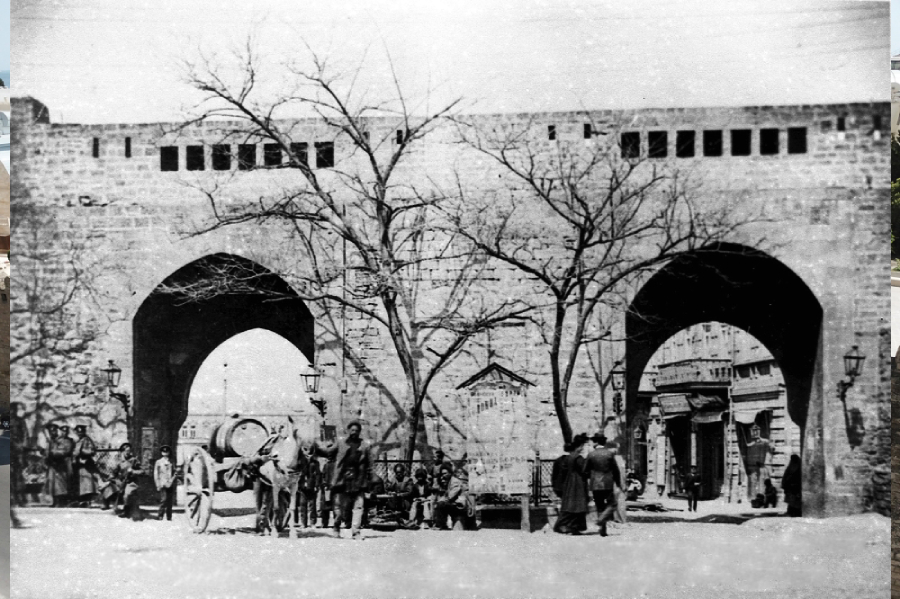 historic picture of double gates from 19th century